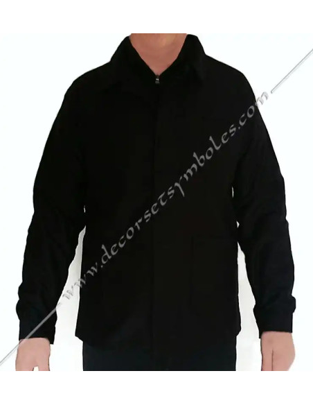 VCH110-bourgerons-vest-short-blouses-masonic-carpenters-crepe-black-go-godf-groussier-fm