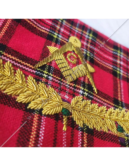 RSE010-tabliers-maitres-standards-ecosses-maconniques-tartans-royal-stuart-pampilles-fm-or-rosettes