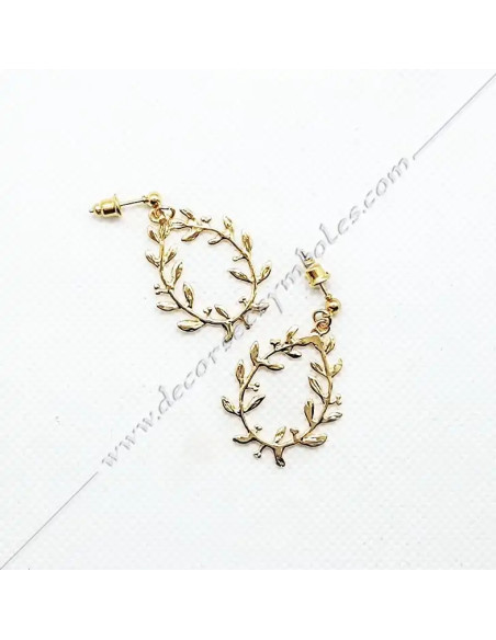 BOM018-boucles-oreilles-maconniques-couronnes-acacia-or-femmes-cadeaux-fm-souvenirs-bijoux