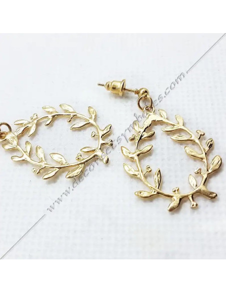 BOM018-boucles-oreilles-maconniques-couronnes-acacia-or-femmes-cadeaux-souvenirs-bijoux-fm