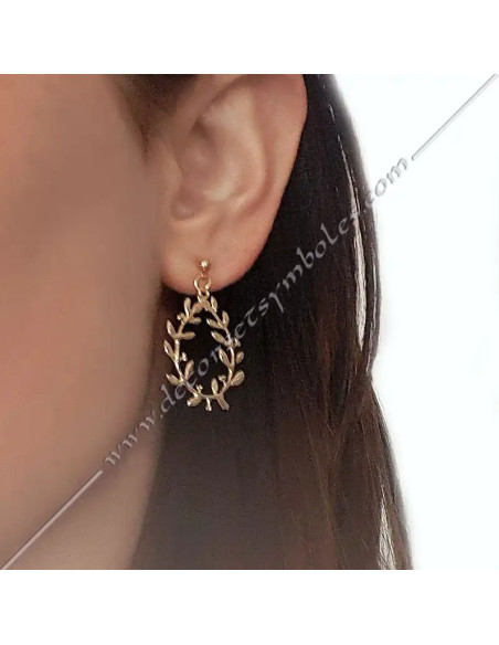 BOM018-boucles-oreilles-maconniques-couronnes-acacia-or-femmes-cadeaux-souvenirs-fm-bijoux
