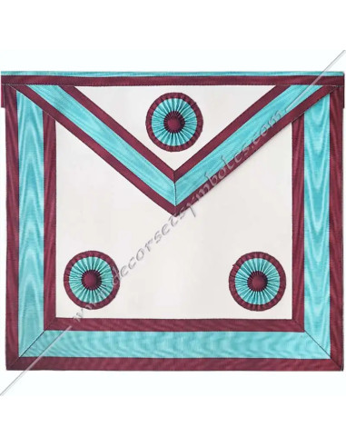 Masonic apron of Masonry the Mark in imitation leather with 3 rosettes