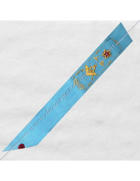 BRF005B-cordons-baudriers-rubans-maconniques-rites-francais-groussier-turquoises-decors-symboles-fm