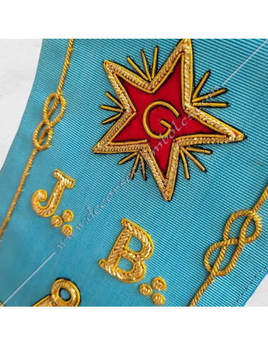 BRF005B-cordons-baudriers-rubans-maconniques-rites-francais-groussier-turquoises-decors-fm-symboles