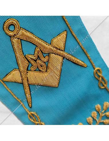 BRF005B-cordons-baudriers-rubans-maconniques-rites-francais-groussier-fm-turquoises-decors-symboles