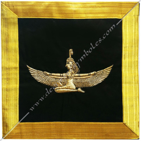 Tablier maconnique ICTO, Illustre Chevalier de la Toisob d'Or du GOE, Grand Ordre Egyptien, Memphis. Decors de franc-maconnerie,