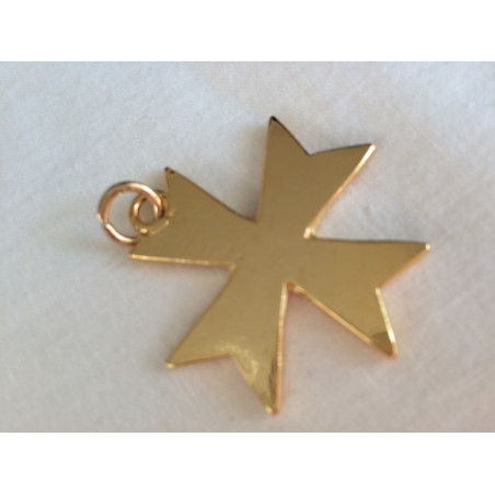 pendentif croix templière, bijou maconnique or émaillé rouge. Décors et cadeaux de franc maconnerie