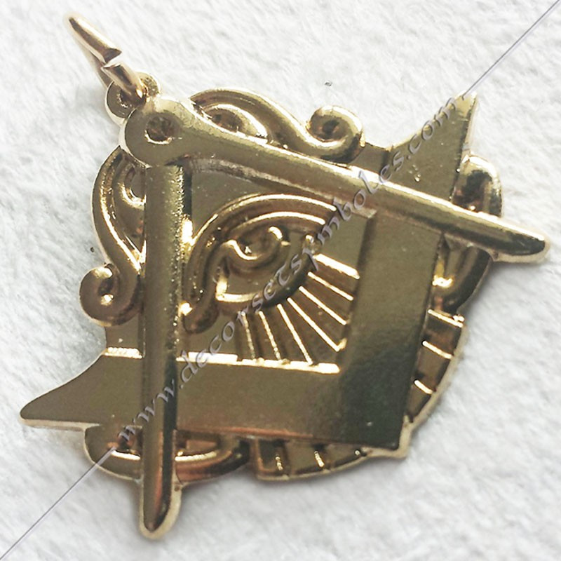 Pendentif maconnique oeil equerre compas, bijou or, decors et cadeaux
