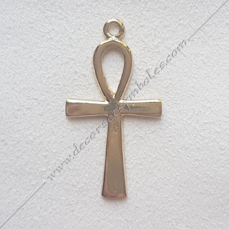 FGK640- pendentif croix d'Ankh, bijou maconnique doré, décors et cadeaux de franc maconnerie, symboles et signes FM