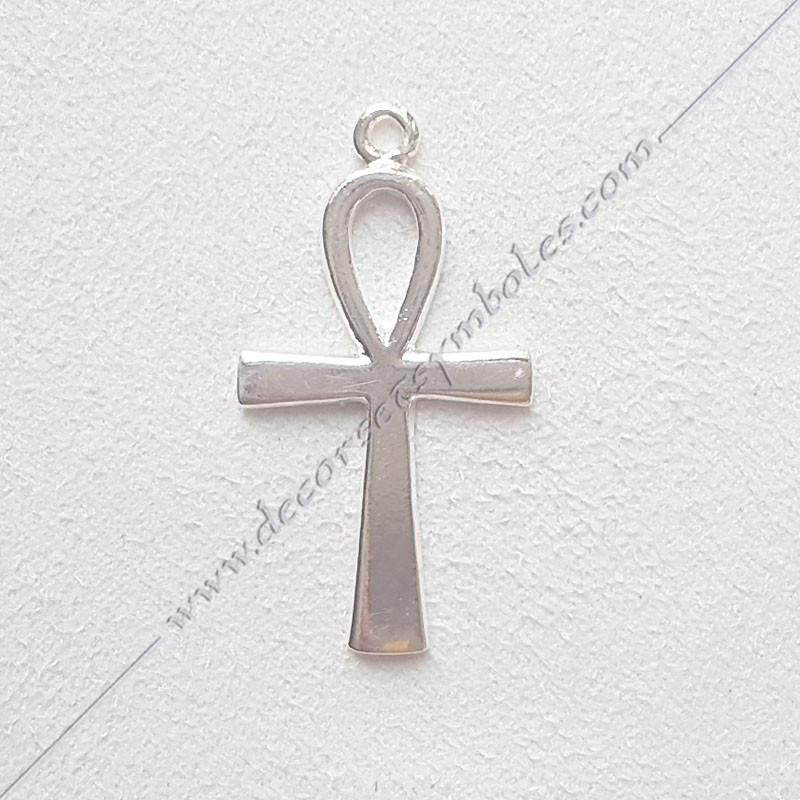 GK641- pendentif croix d'Ankh, bijou maconnique argenté, décors et cadeaux de franc maconnerie, symboles et signes FM