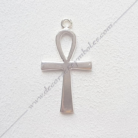 GK641- pendentif croix d'Ankh, bijou maconnique argenté, décors et cadeaux de franc maconnerie, symboles et signes FM