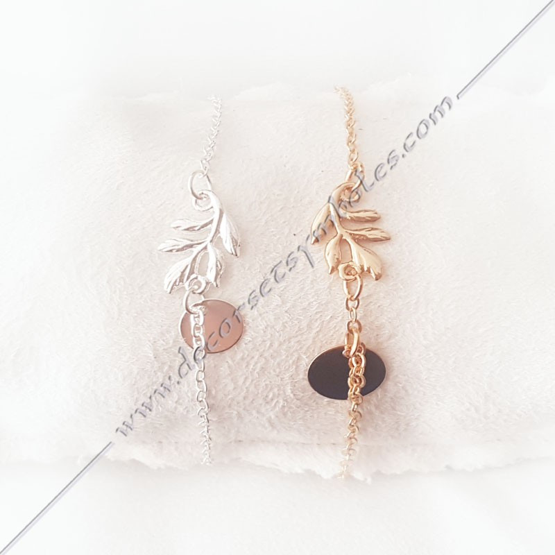Masonic bracelet fine chain gold plated acacia leaf symbol