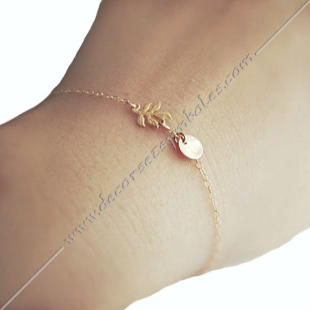 Masonic bracelet fine chain gold plated acacia leaf symbol