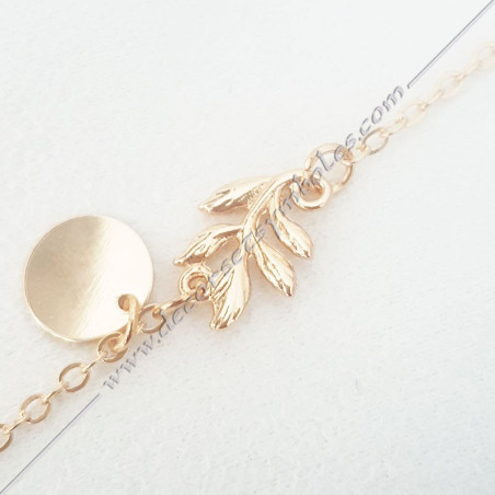 Masonic bracelet fine chain gold plated acacia leaf symbol