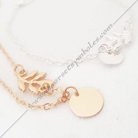 Masonic bracelet fine chain gold plated acacia leaf symbol