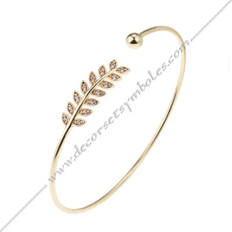Masonic bracelet in yellow or white gold-plated steel with rhinestones