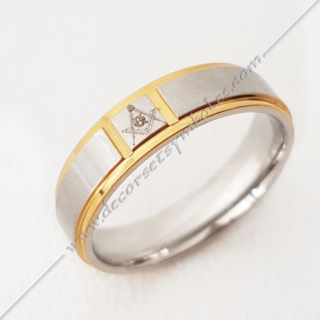 bague-maconnique-acier-or-equerre-compas-G-bijoux-loges cadeaux-franc-maconnerie-loges-fm