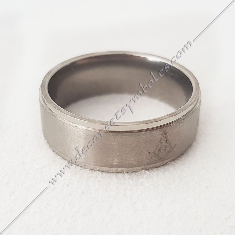 BFM040- bague-maconnique-acier-chrome-equerre-compas-bijoux-loges cadeaux-franc-maconnerie-hommes-femmes