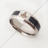 Maconic steel and resin ring with square, compass and low G