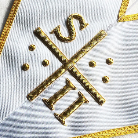 Gold-edged white Martinist Superior Unknown (SII) masonic collar