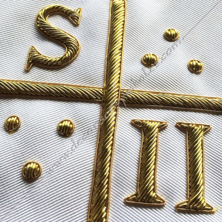 Gold-edged white Martinist Superior Unknown (SII) masonic collar