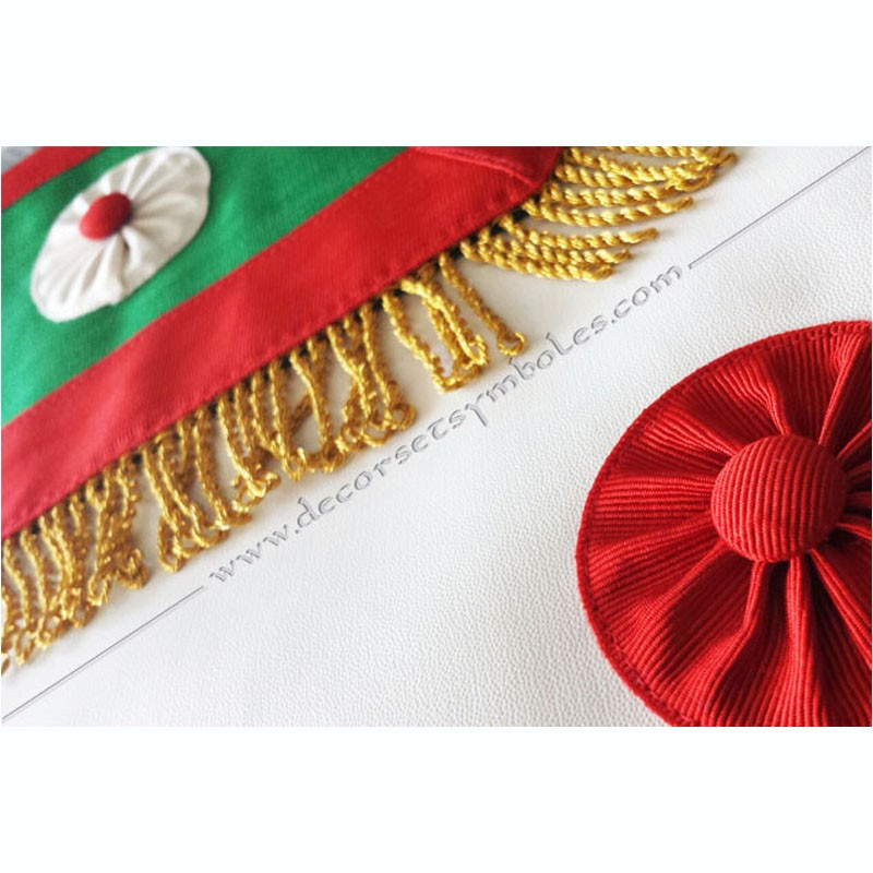 Masonic apron of MESA of RER in imitation leather with gold fringes