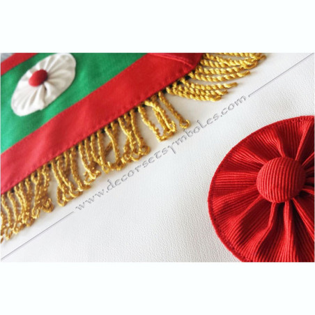 Masonic apron of MESA of RER in imitation leather with gold fringes