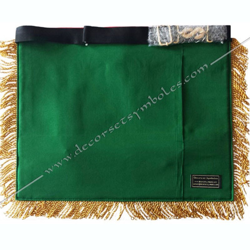 Masonic apron of MESA of RER in imitation leather with gold fringes