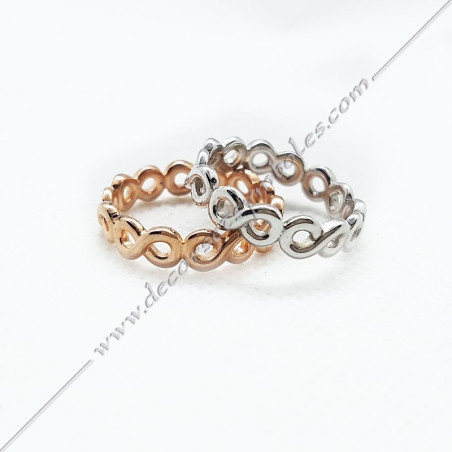 Infinity masonic ring, gilded with fine pink or white gold, lake love