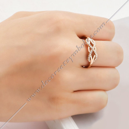 Infinite masonic ring, gilded in fine pink or white gold with zircon