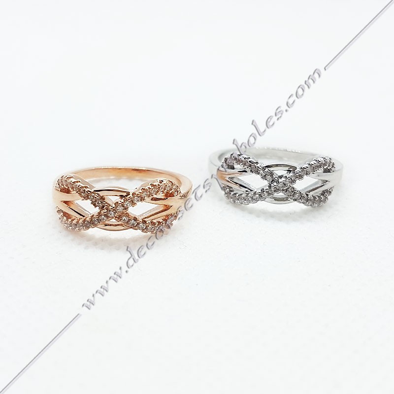 Infinite masonic ring, gilded in fine pink or white gold with zircon