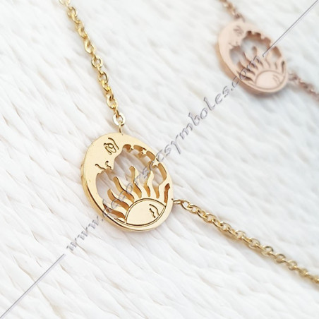 Gilded Masonic Moon and Sun Pendant Fine yellow, pink or silver gold