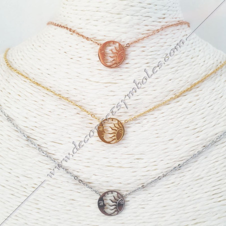 Gilded Masonic Moon and Sun Pendant Fine yellow, pink or silver gold