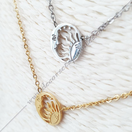 Gilded Masonic Moon and Sun Pendant Fine yellow, pink or silver gold