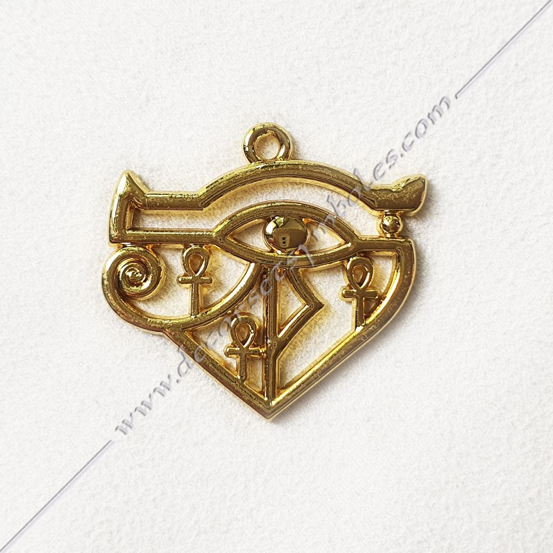 Pendentif maconnique Oudjat, Oeil d'Horus dore a l'Or fin