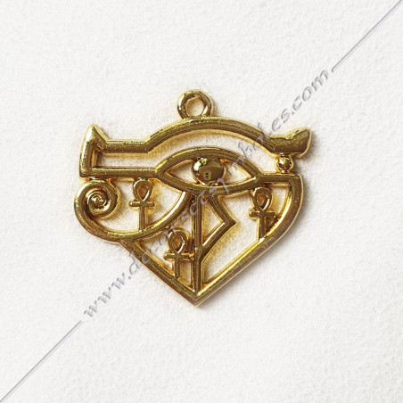 Pendentif maconnique Oudjat, Oeil d'Horus dore a l'Or fin