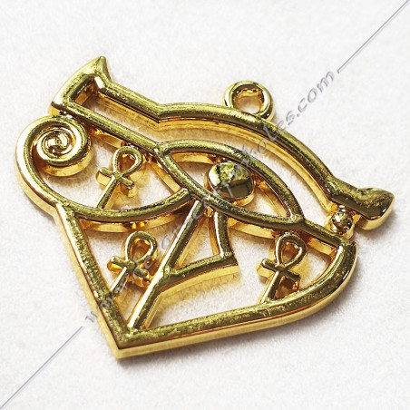 Pendentif maconnique Oudjat, Oeil d'Horus dore a l'Or fin
