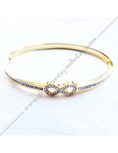 Lake of Love symbol masonic bracelet gilded gold or silver with strass