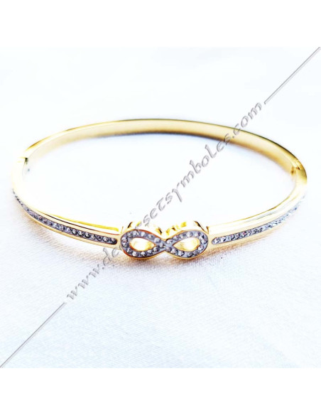 Lake of Love symbol masonic bracelet gilded gold or silver with strass