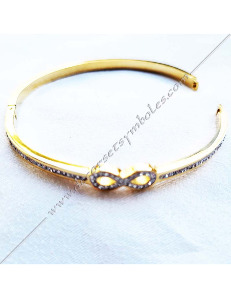 Lake of Love symbol masonic bracelet gilded gold or silver with strass