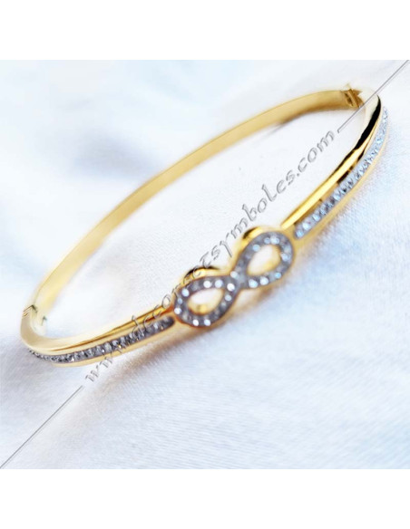 Lake of Love symbol masonic bracelet gilded gold or silver with strass