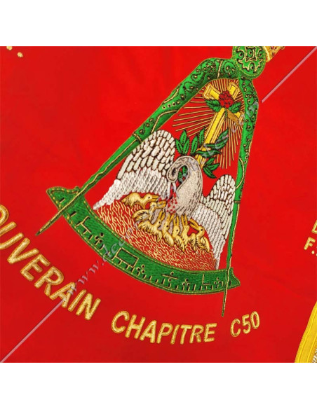 Entirely hand-embroidered Masonic banner of the 18th degree of AASR