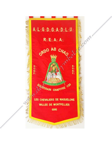 Entirely hand-embroidered Masonic banner of the 18th degree of AASR