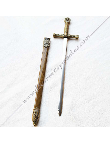 CFM030-coupes-papier-maconniques-epees-excalibur-roi-arthur-cadeaux-accessoires-outils-decors-signes-gants-fm-blancs