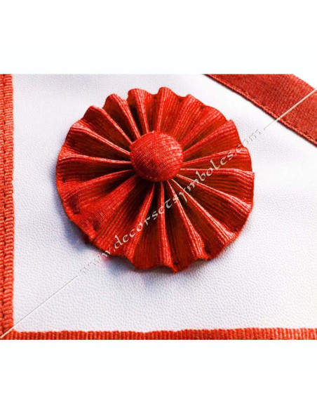 TRA020R-reaa-tabliers-3-cocardes-maitres-rosettes-ancien-accepte-rosaces-rouges-signes-bijoux-or-fm-argent
