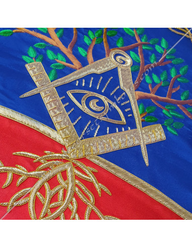 BAN010-masonic-banner-peronnalized-red-white-masonry-decorations-symbols-signs-hand-fm-edged