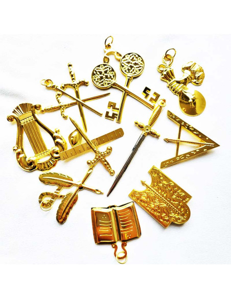 ENSB110-pack-sets-10-dix-masonic-jewellery-officials-officers-lodges-workshops-collars-sashes-gold-tools-accessories